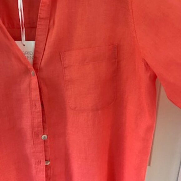 NWT Sigrid Olsen 100% LINEN Button Down Shirt Coral Large - Picture 4 of 8
